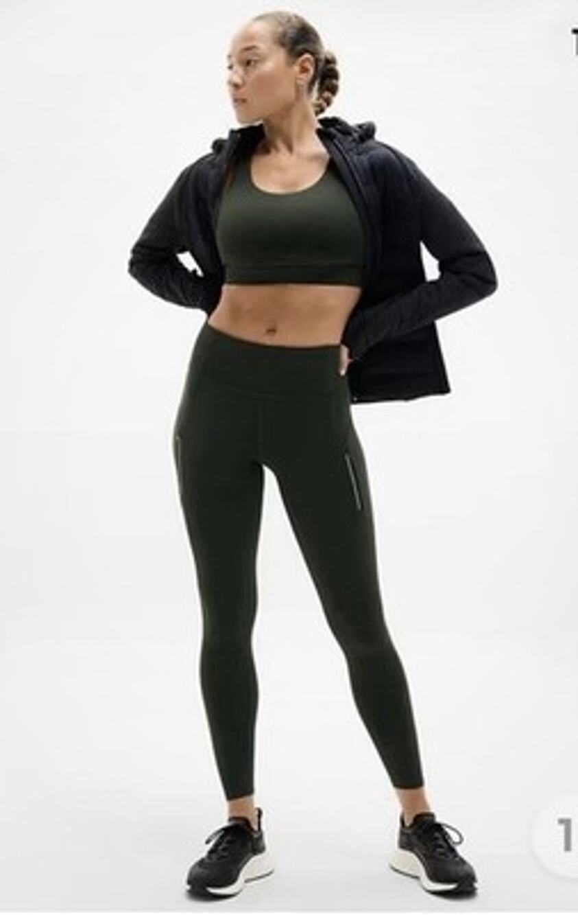 Athleta Rainier Tight Leggings Women Large Black High Rise Pocket Running Pants